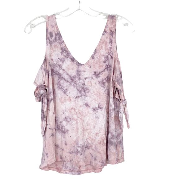 American Eagle Soft & Sexy Pink Tie Dye Off The Shoulder Shirt Sz M - Picture 5 of 5